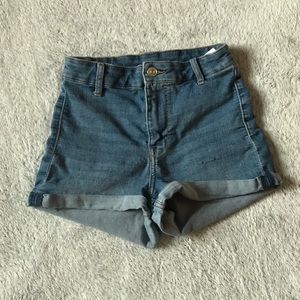 H&M High Waisted Divide Jean Shorts